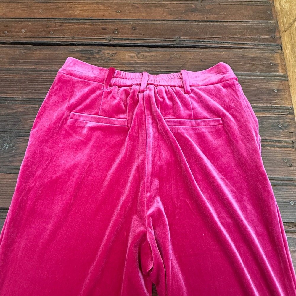 Skies Are Blue Hot Pink Velvet Wide Leg Pants High Rise NWT Womens Small - Picture 4 of 11